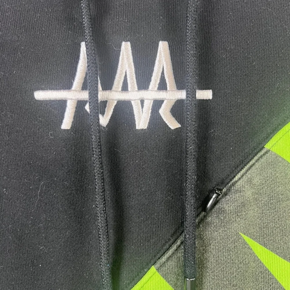 Team RAR Rare and Ridiculous Hoodie Black Neon Green Colorblock Mens Med Skater
